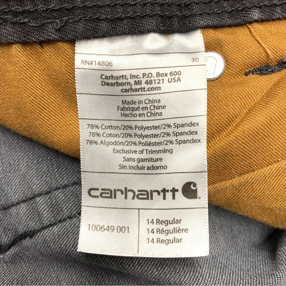 Carhartt Original Fit Jasper Bootcut Jeans Size 14 Regular Black Stretch 100649 - Picture 11 of 11